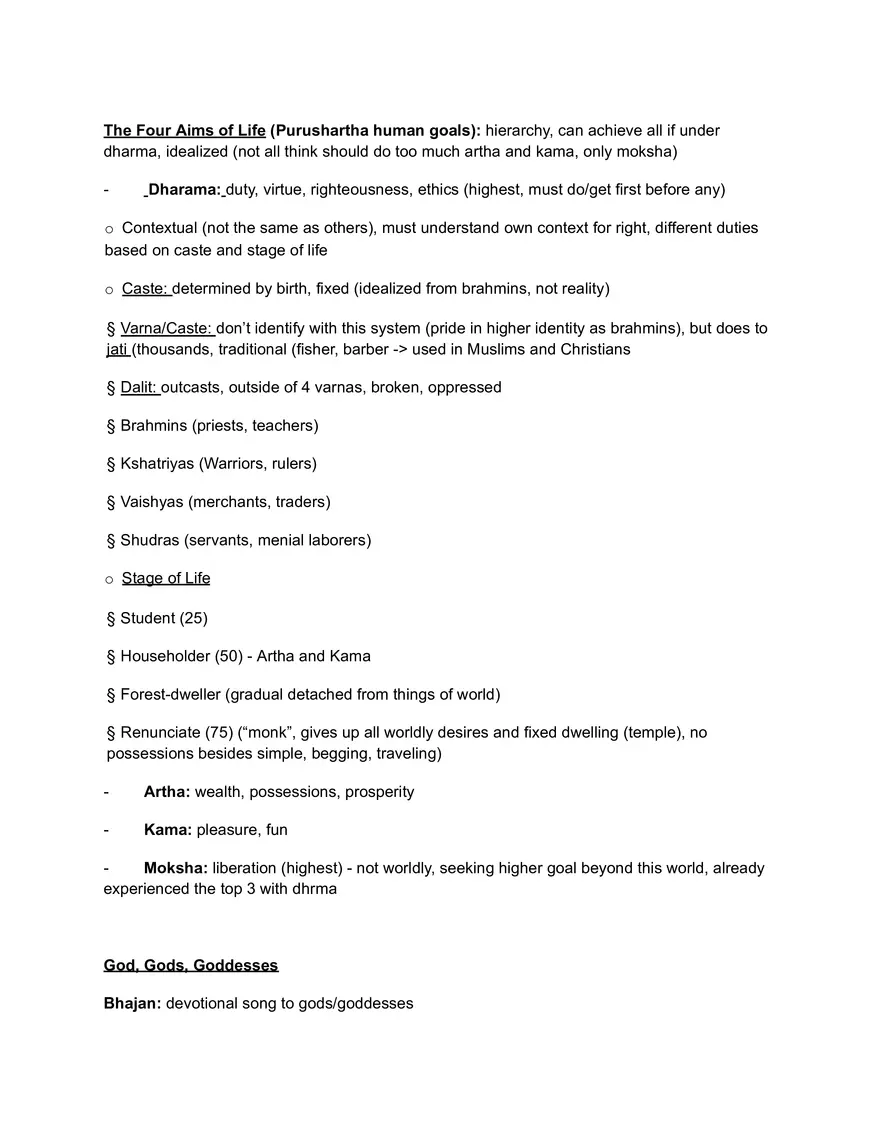 Unit 1, Lecture 4: The Four Aims of Life in Hinduism - Page 1