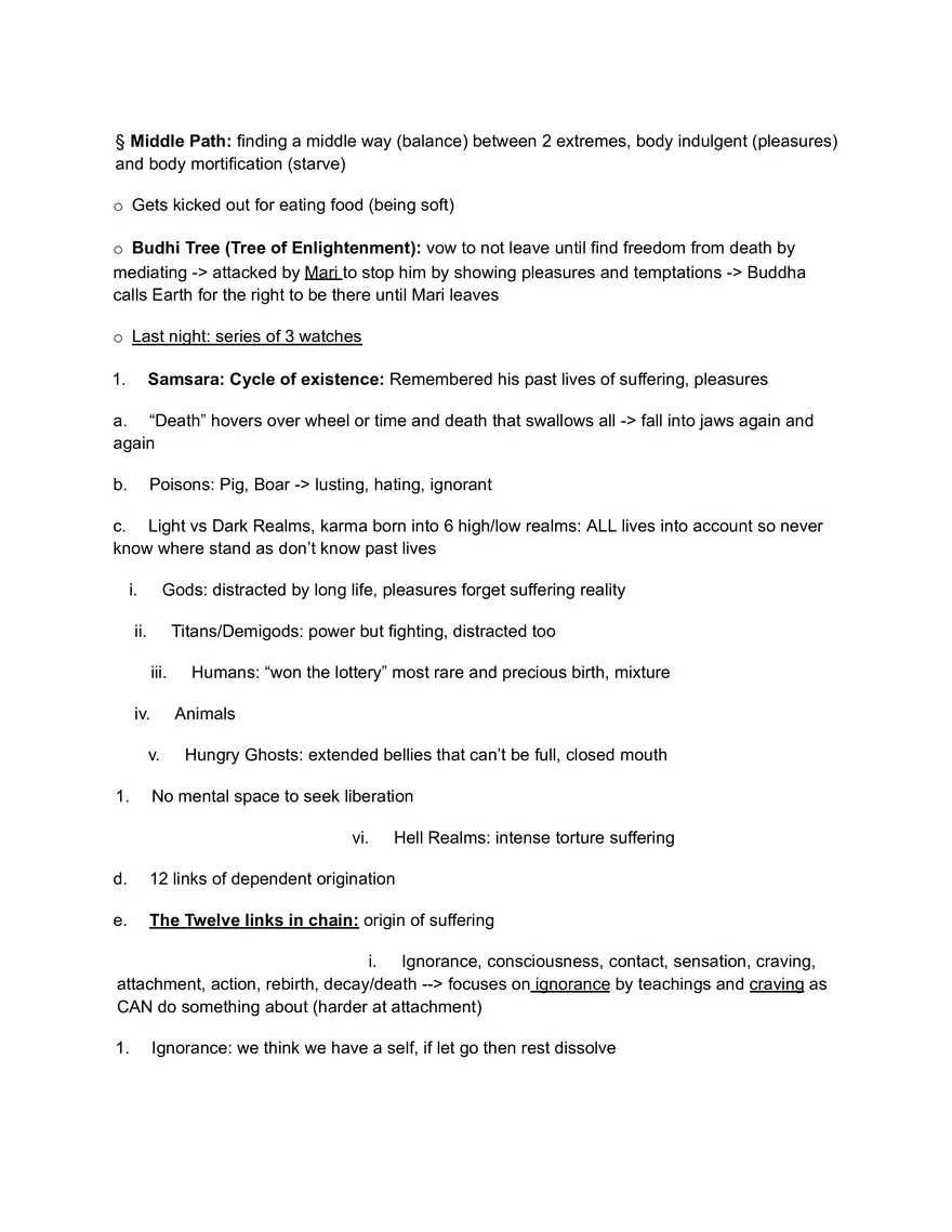 Unit 2, Lecture 2: The Middle Path and Buddha's Enlightenment - Page 1