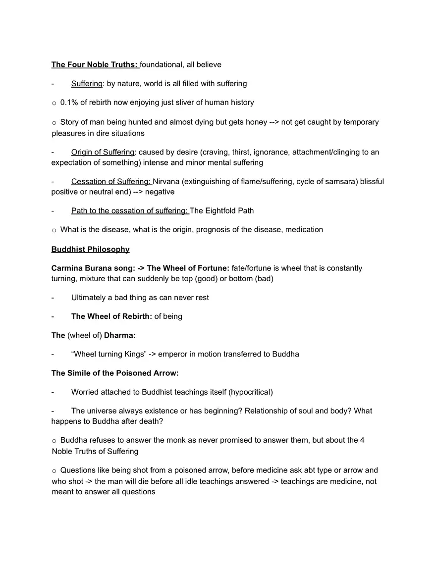 Unit 2, Lecture 3: The Four Noble Truths and Buddhist Philosophy - Page 1