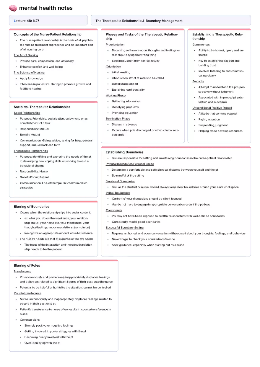 Lecture 4b: The Therapeutic Relationship & Boundary Management - Page 1