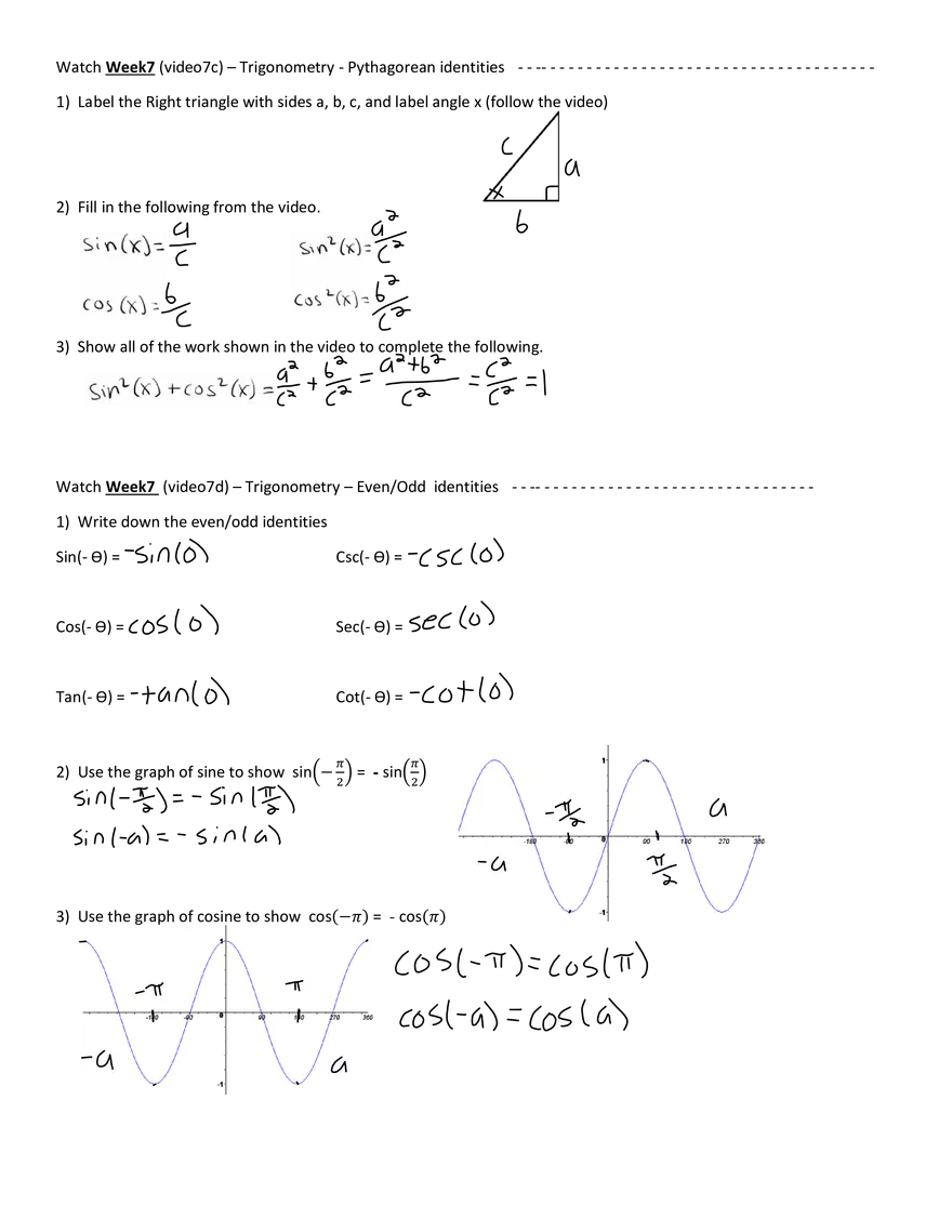 Week7 VJ - Trigonometry - Pythagorean Identities - Page 2