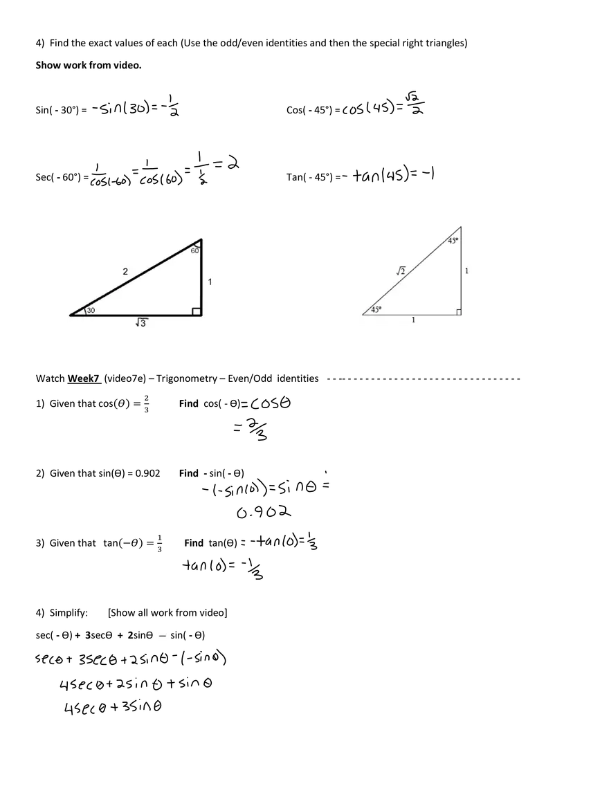 Week7 VJ - Trigonometry - Pythagorean Identities - Page 3