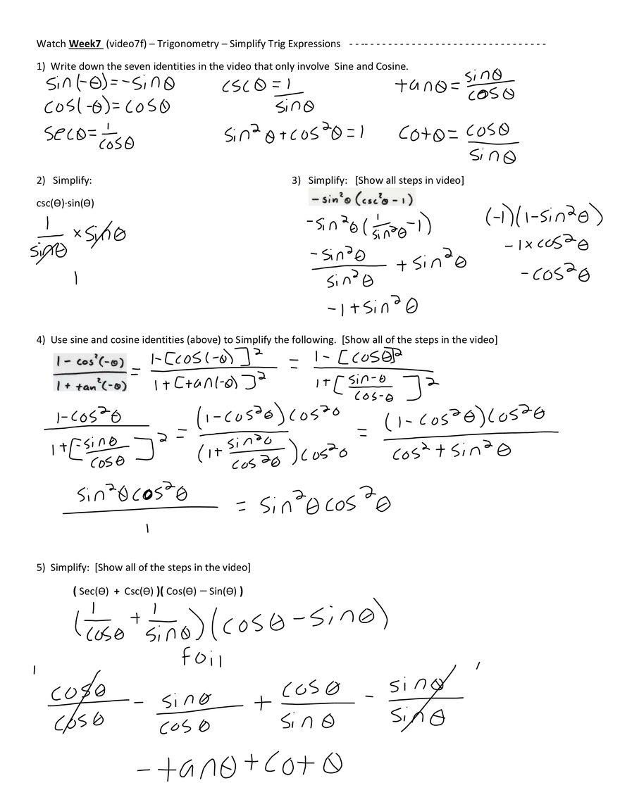 Week7 VJ - Trigonometry - Pythagorean Identities - Page 4