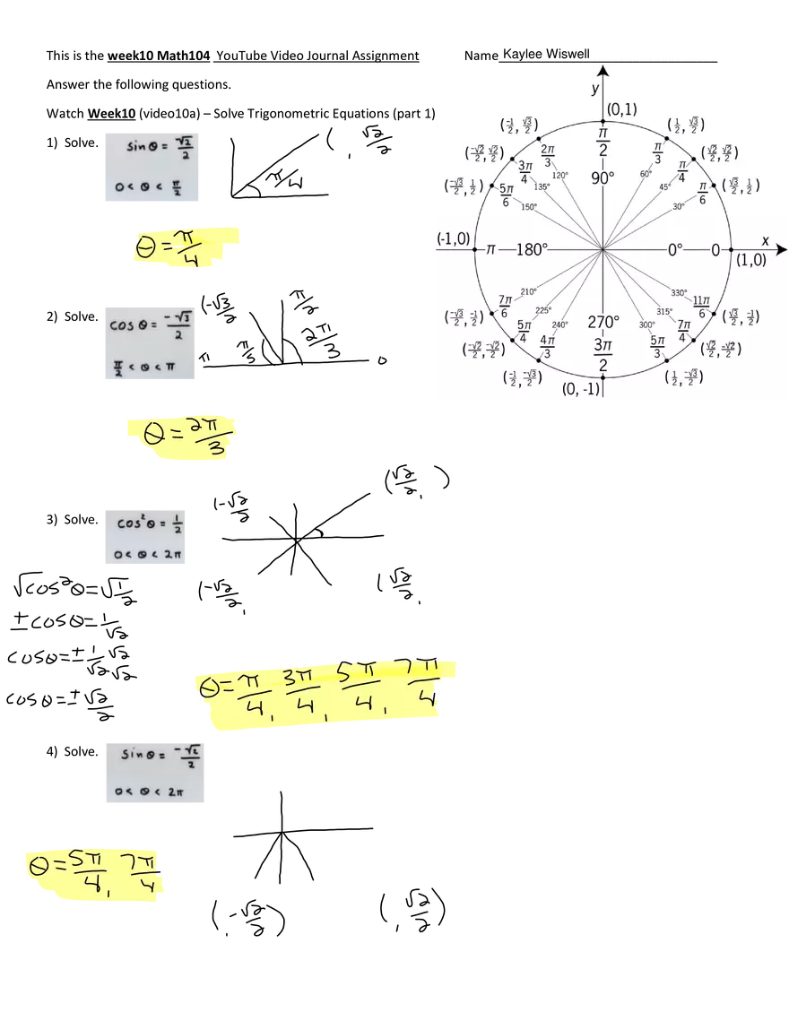 Week10 VJ - Solve Trigonometric Equations (Part 1) - Page 1