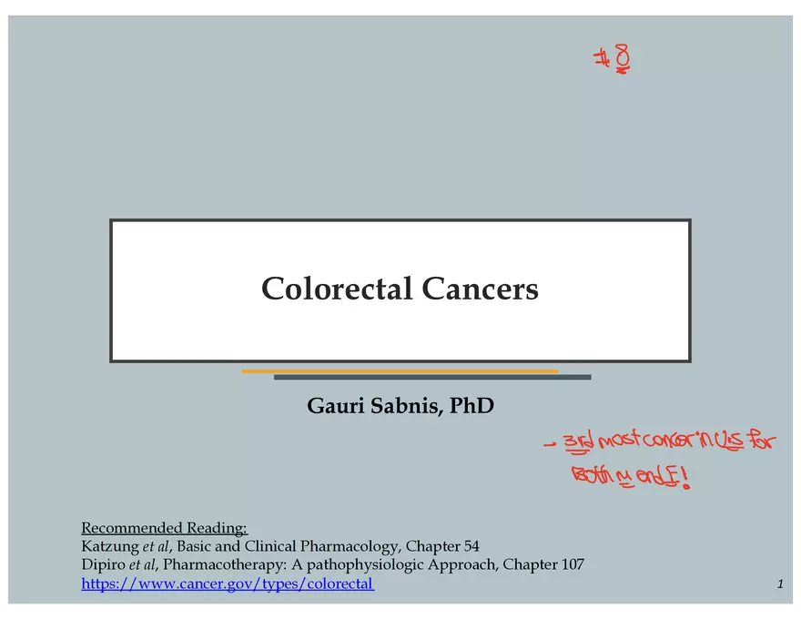 Colorectal Cancers Study Presentation - Page 1