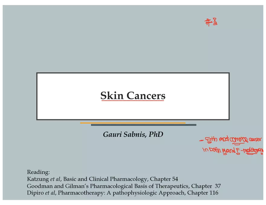 Skin Cancers Study Notes - Page 1
