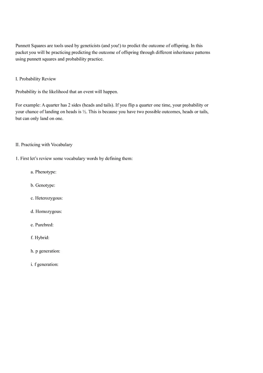 Mendel Packet - Genes - Page 1