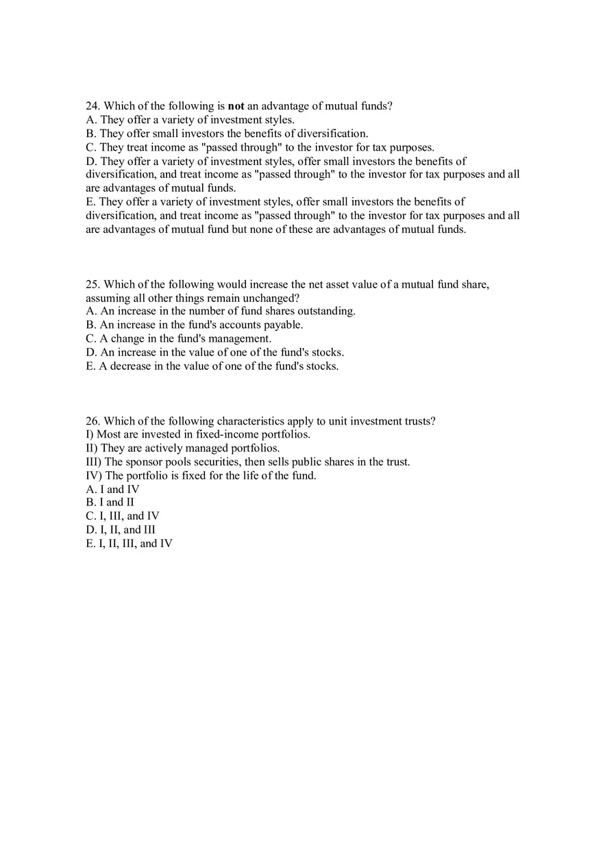 Mutual Funds and Other Investment Companies Quiz Part 1 - Page 7