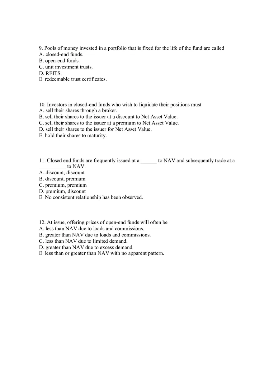Mutual Funds and Other Investment Companies Quiz Part 1 - Page 3