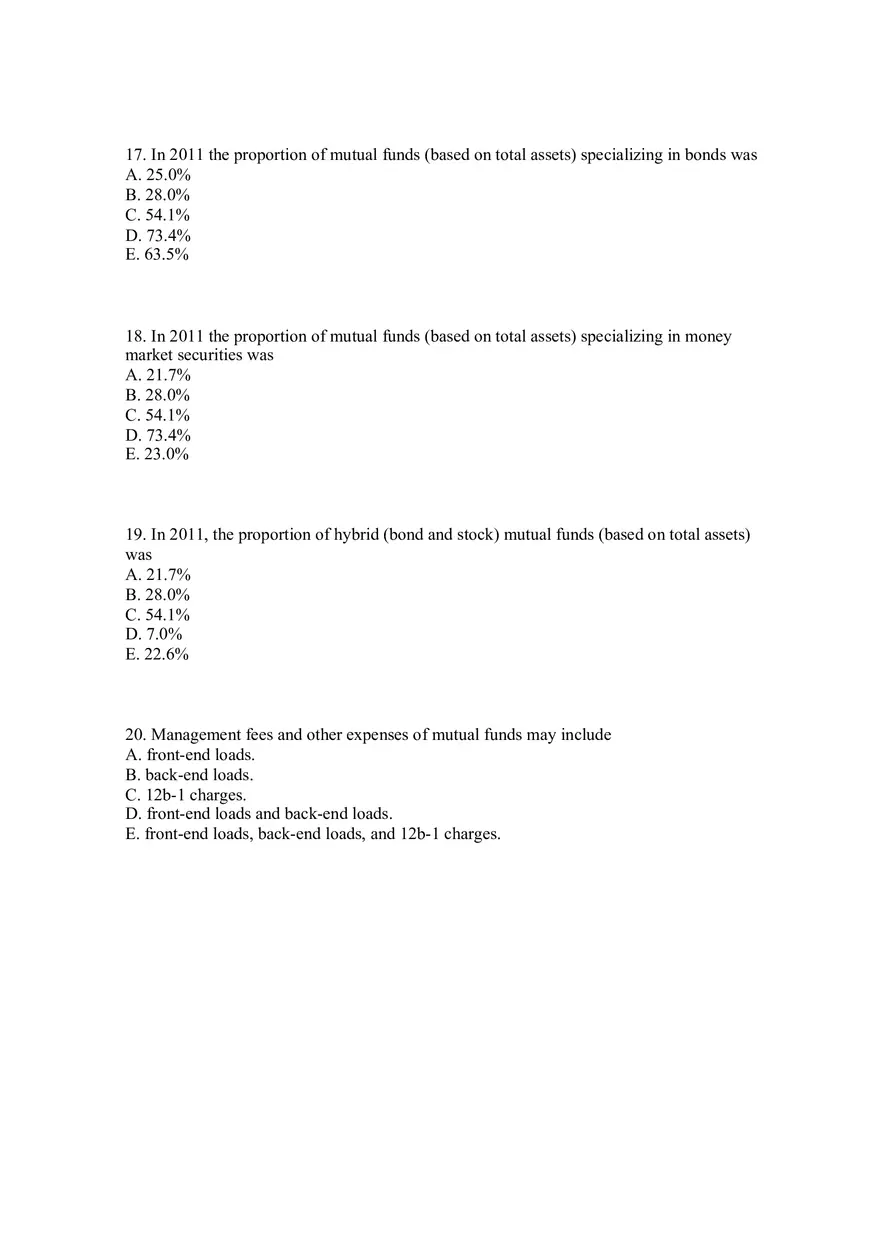 Mutual Funds and Other Investment Companies Quiz Part 1 - Page 5