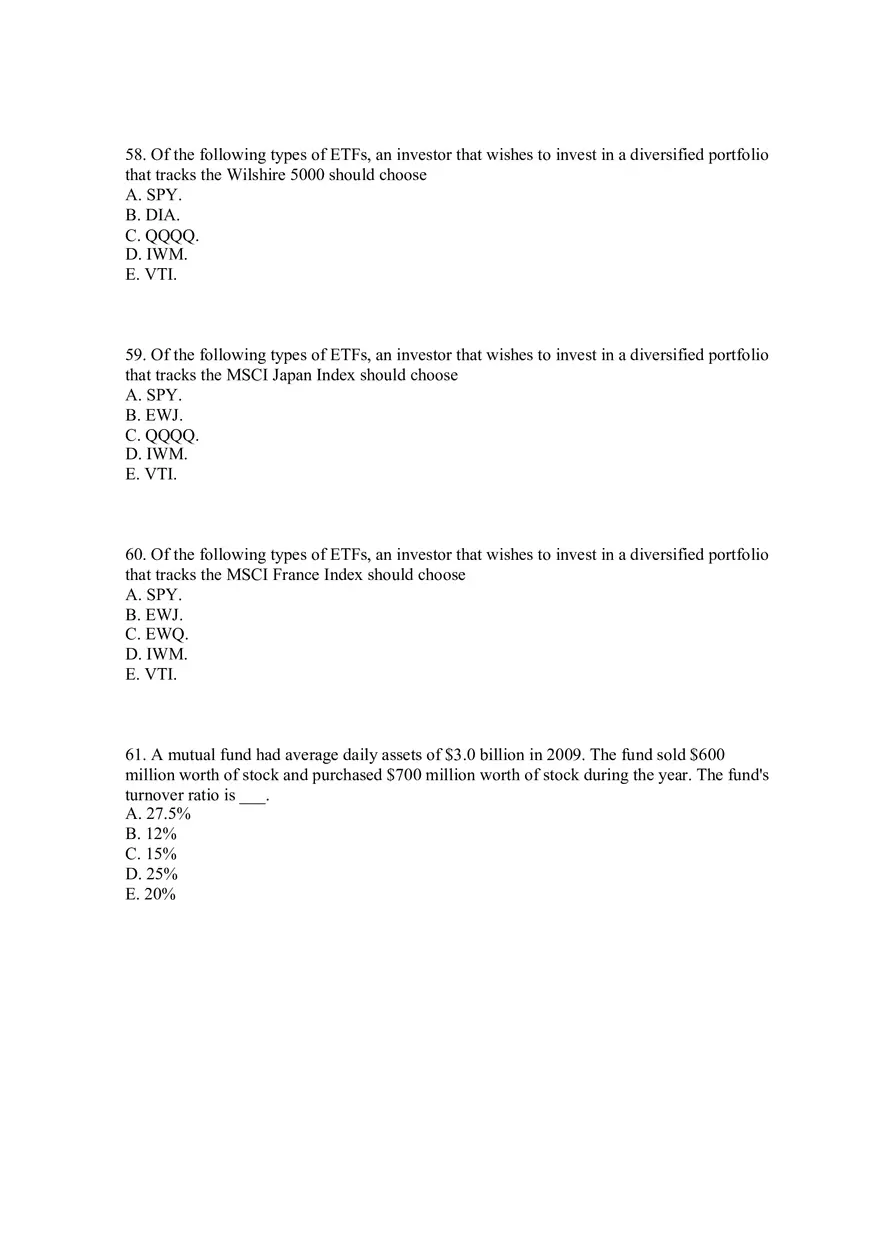 Mutual Funds and Other Investment Companies Quiz Part 2 - Page 7