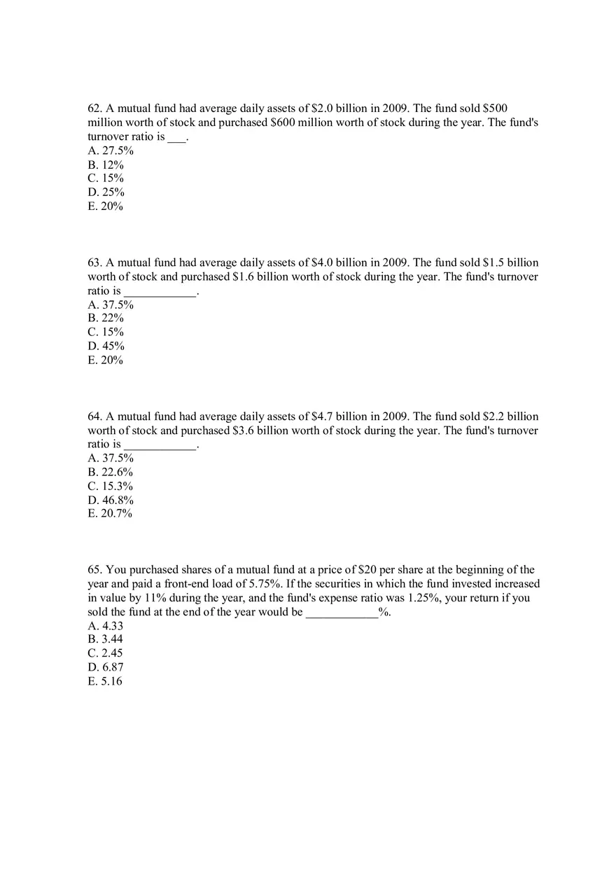 Mutual Funds and Other Investment Companies Quiz Part 2 - Page 8