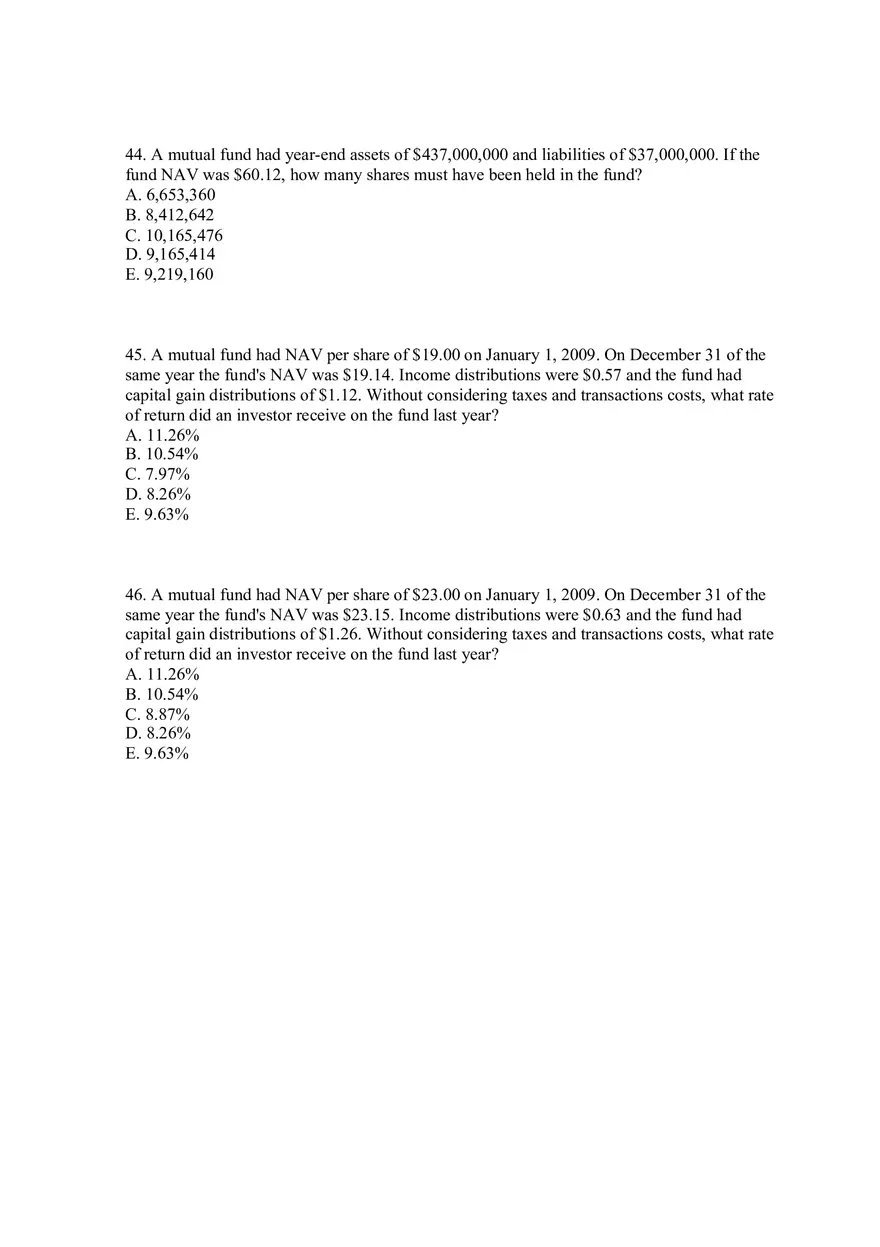 Mutual Funds and Other Investment Companies Quiz Part 2 - Page 3