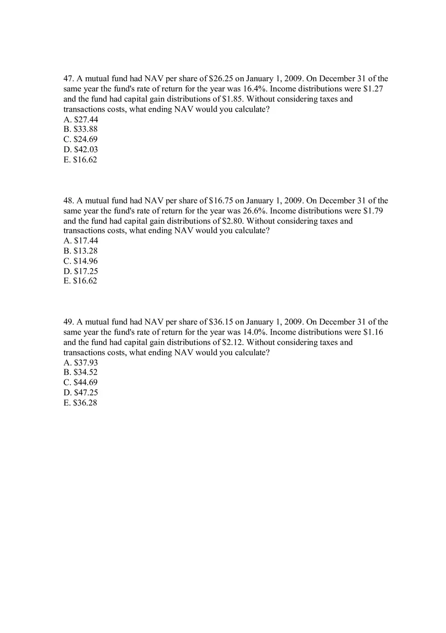 Mutual Funds and Other Investment Companies Quiz Part 2 - Page 4