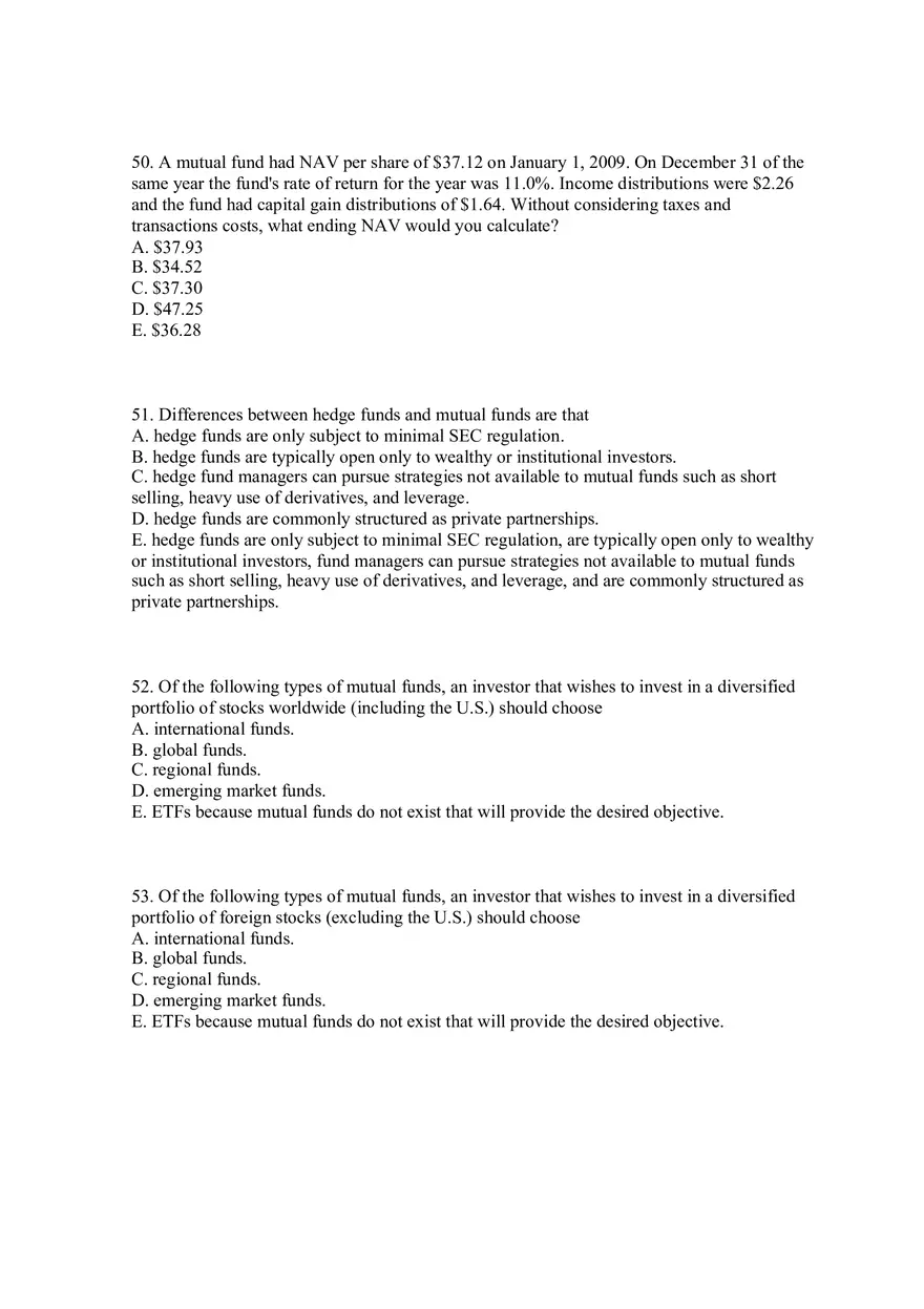 Mutual Funds and Other Investment Companies Quiz Part 2 - Page 5