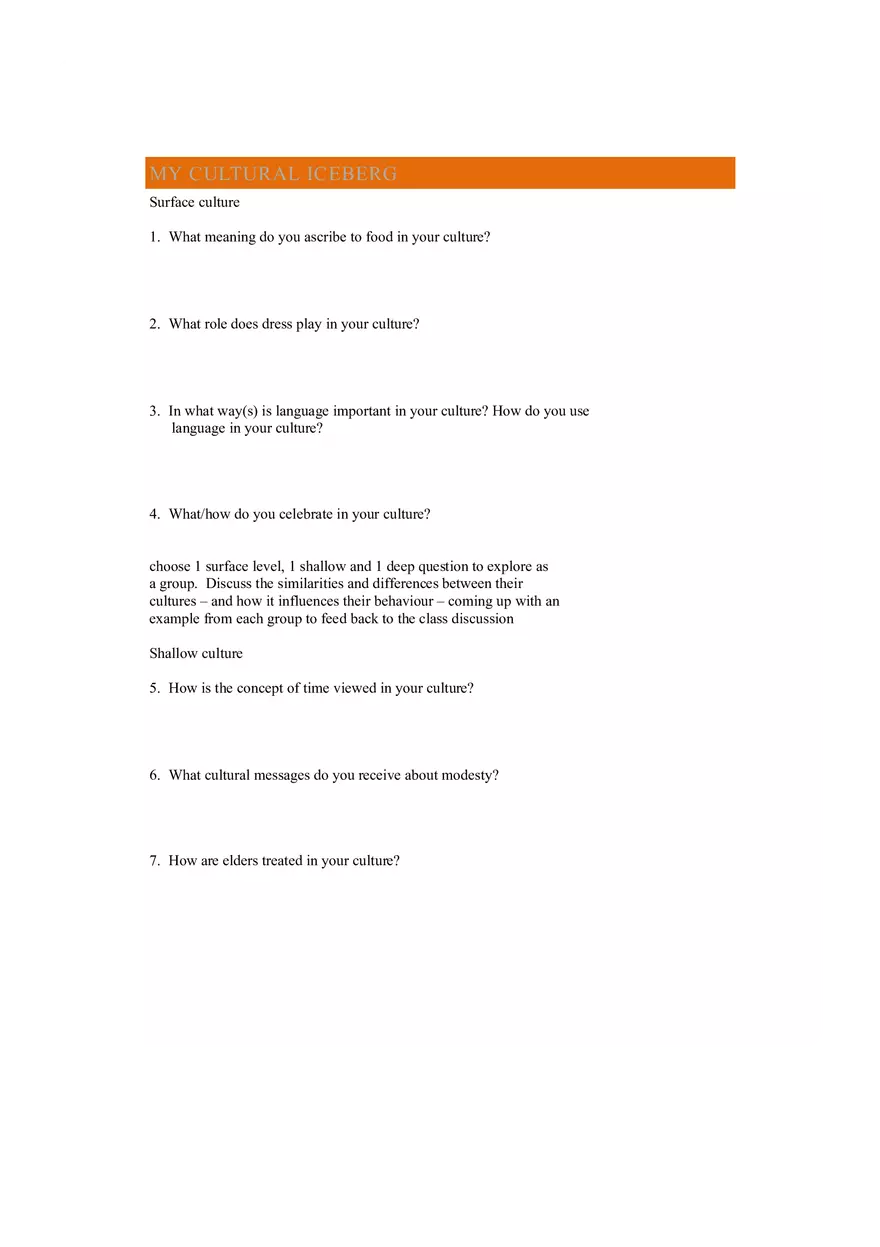 Cultural Identity Worksheet Canvas - Page 1