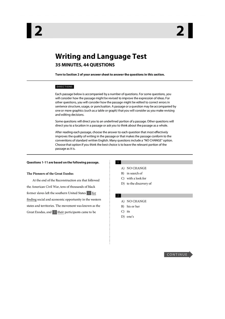 Reading Literature Test Part 2 - Page 1
