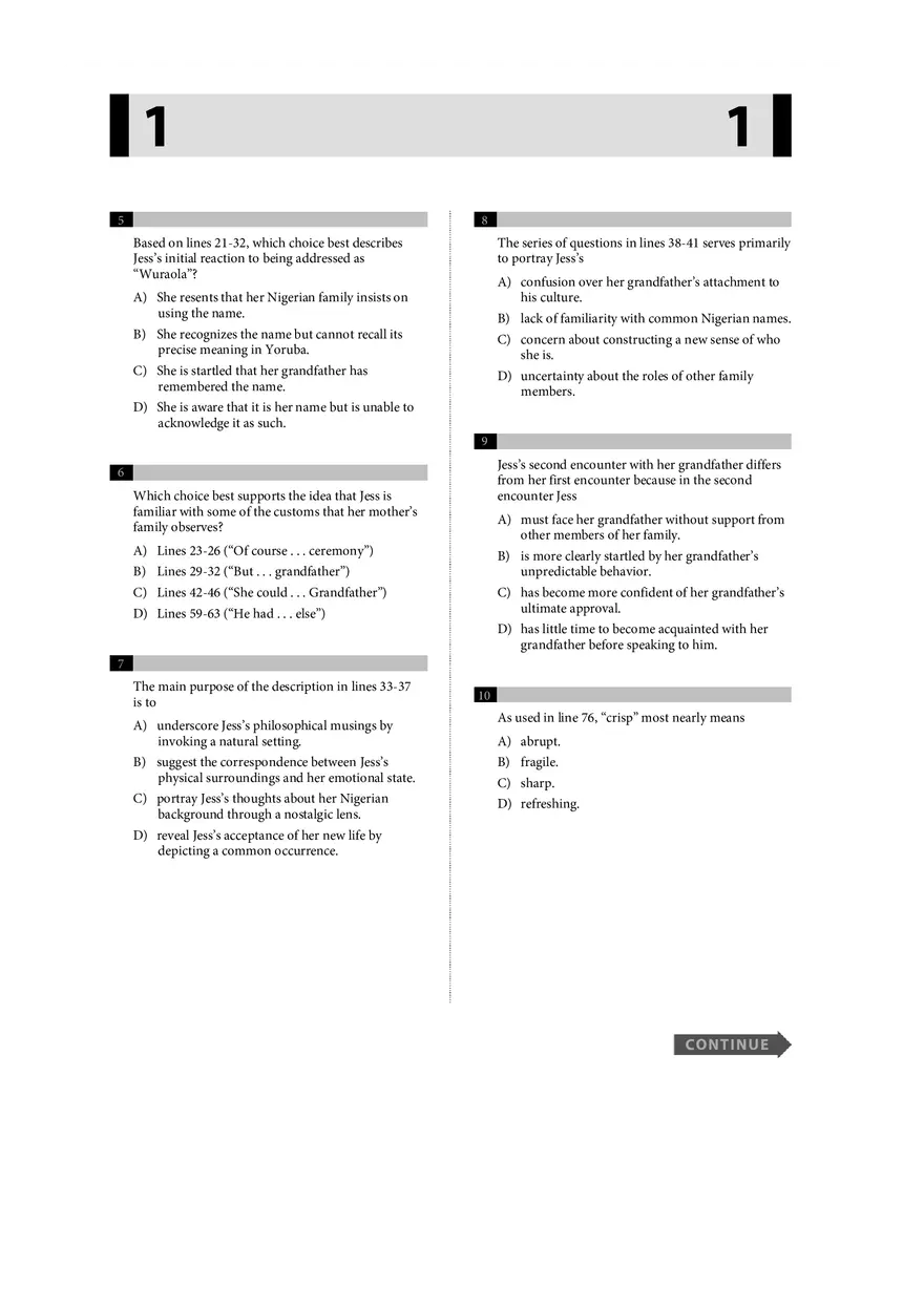 Reading Literature Test Part 1 - Page 9
