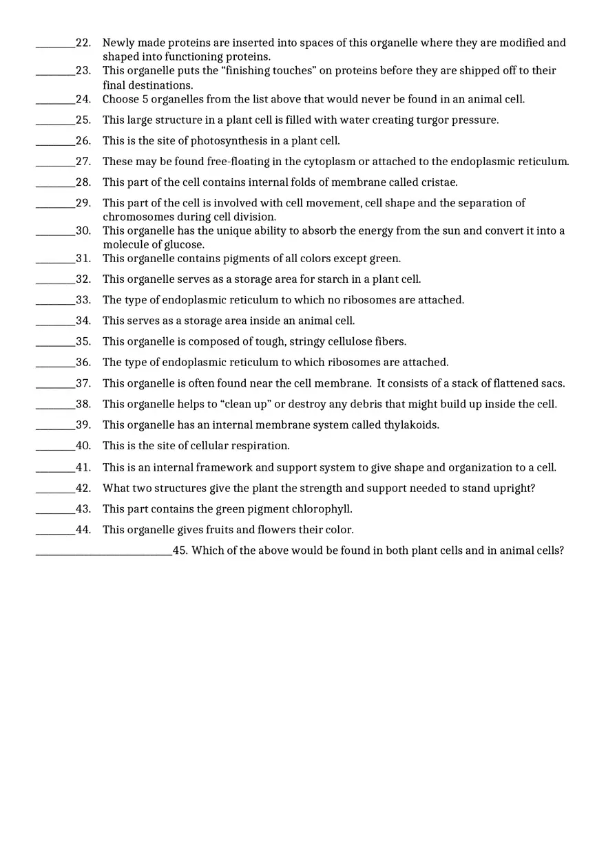 Cell Organelles and Their Functions - Page 2