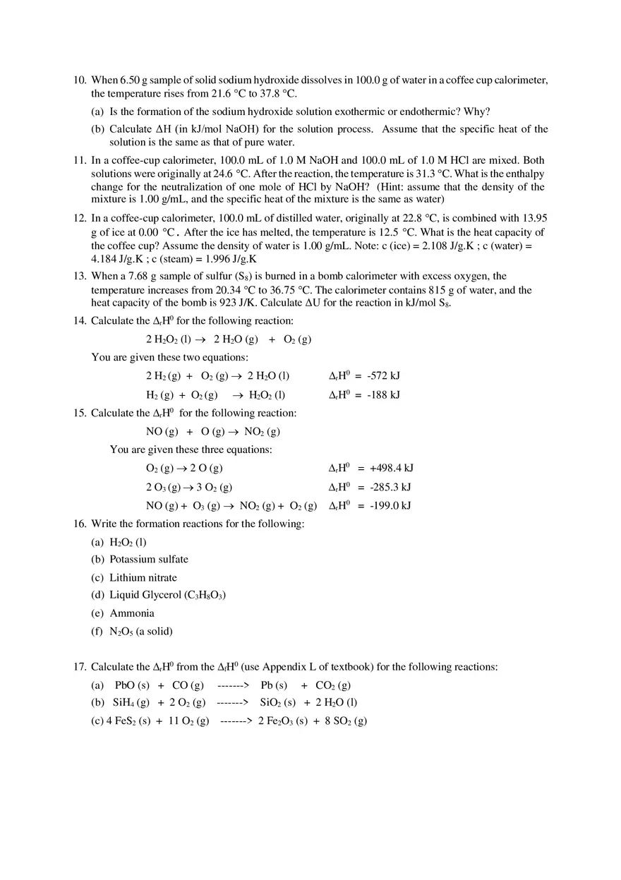 Thermochemistry Worksheet - Page 2