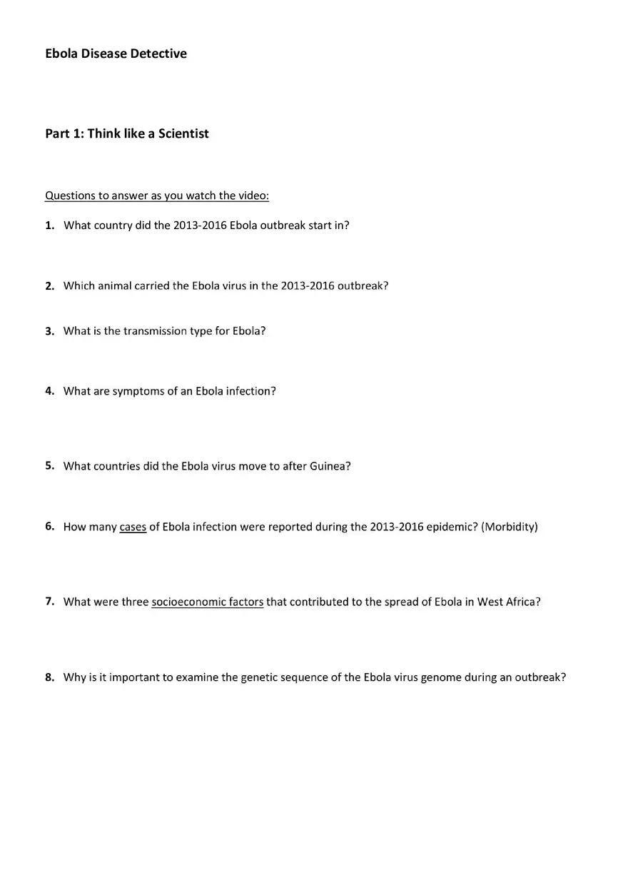 Ebola Disease Detective - Page 1