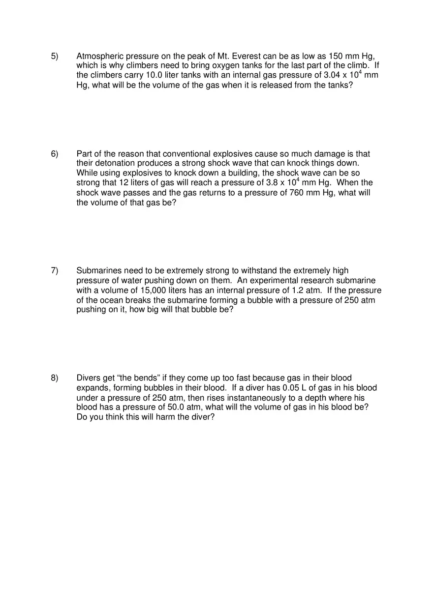 Ideal Gas Law Problems - Page 2
