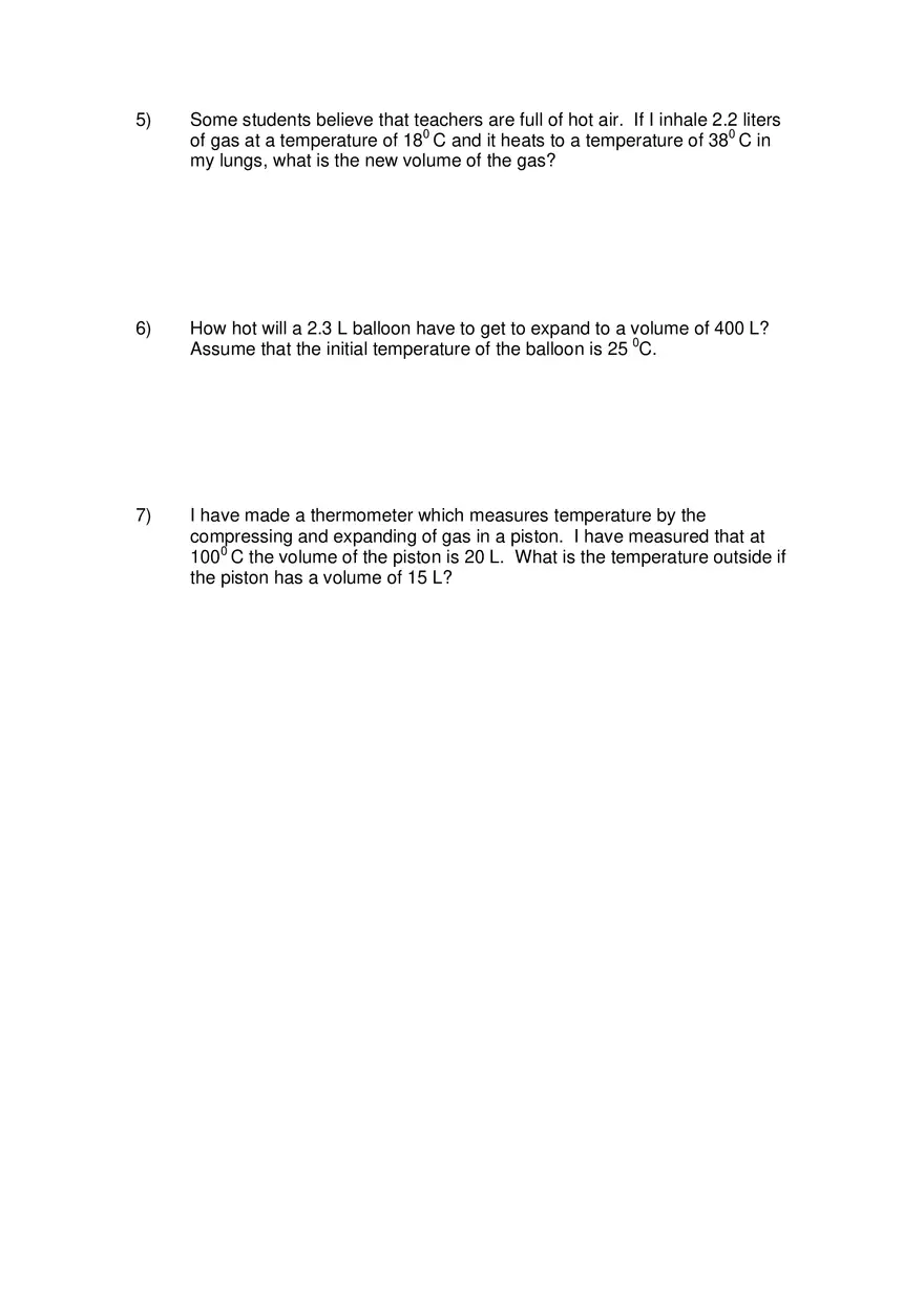 Charles’ Law Worksheet - Page 2