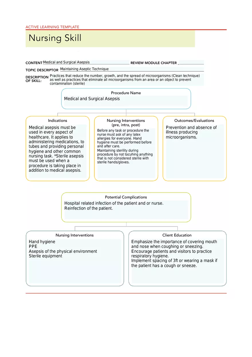 Medical and Surgical Asepsis ATI Remediation - Page 1