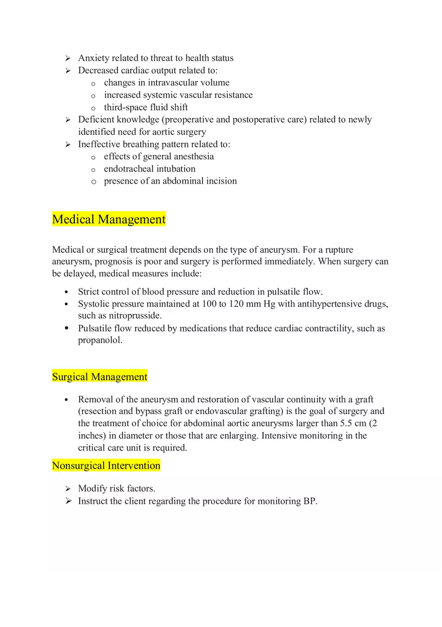 Abdominal Aortic Aneurysm Nursing Care Plan Management - Page 2