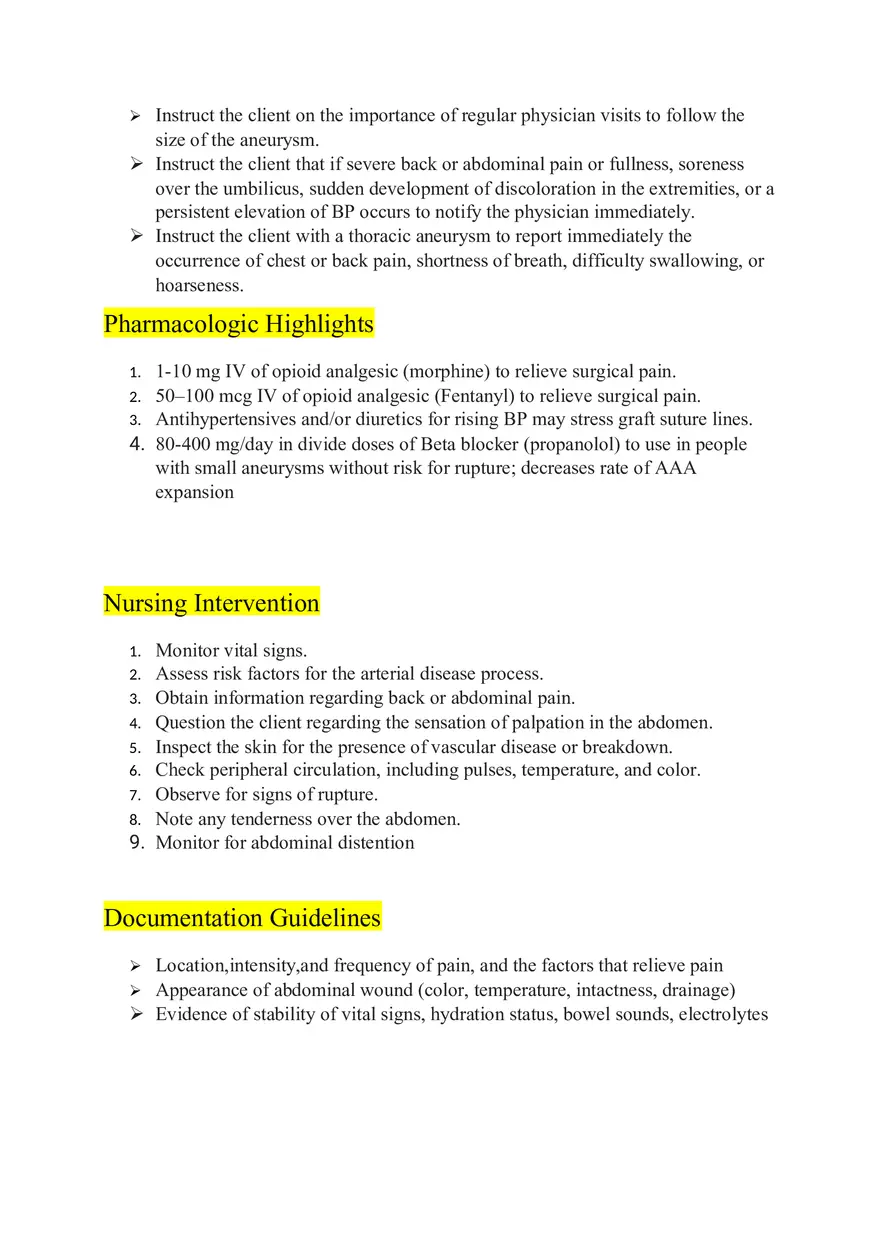 Abdominal Aortic Aneurysm Nursing Care Plan Management - Page 3