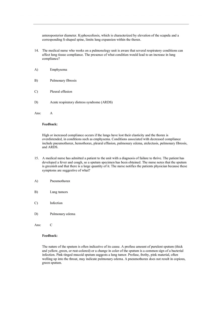 Assessment of Respiratory Function Test Bank Answers - Page 15