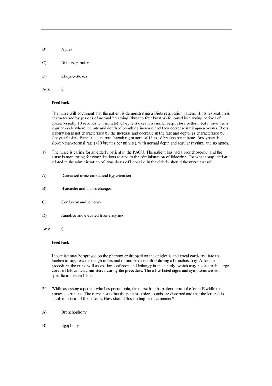 Assessment of Respiratory Function Test Bank Answers - Page 17