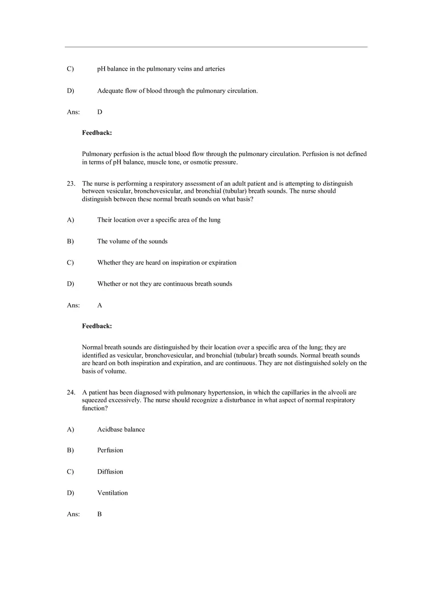 Assessment of Respiratory Function Test Bank Answers - Page 3