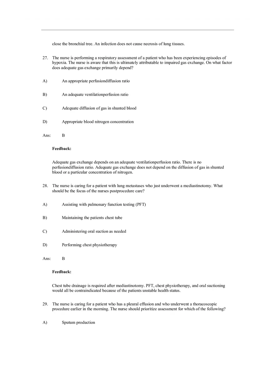 Assessment of Respiratory Function Test Bank Answers - Page 5