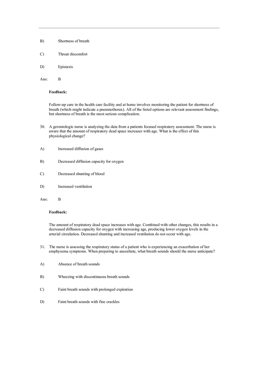 Assessment of Respiratory Function Test Bank Answers - Page 6