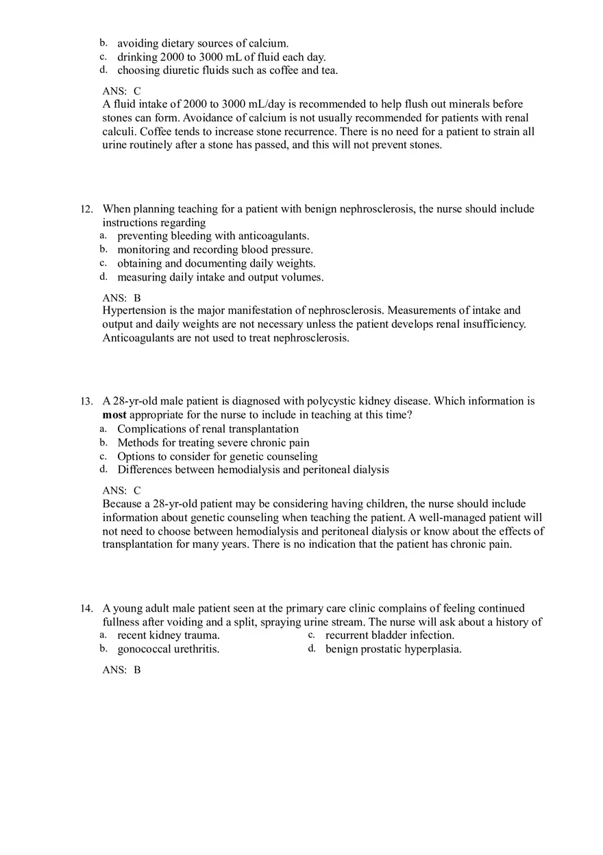 Renal and Urologic Problems Lewis Test Bank - Page 8