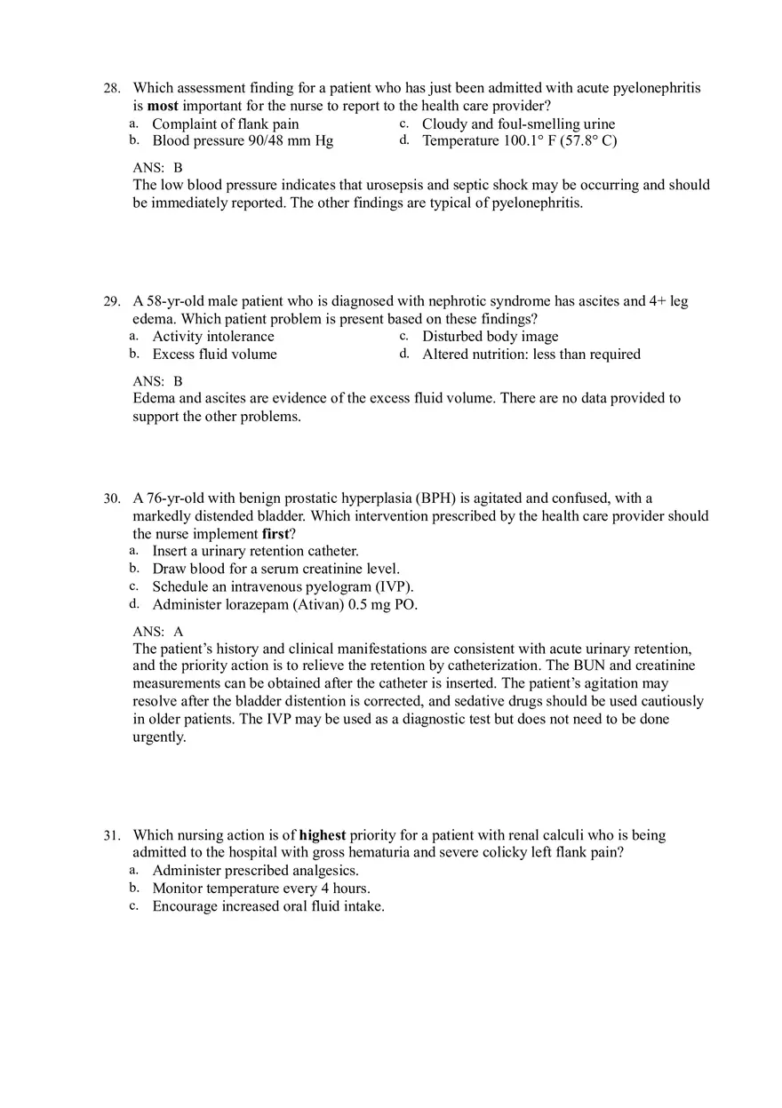 Renal and Urologic Problems Lewis Test Bank - Page 13