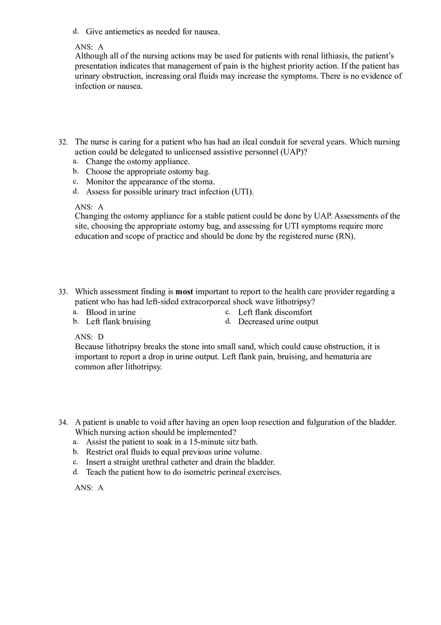 Renal and Urologic Problems Lewis Test Bank - Page 14