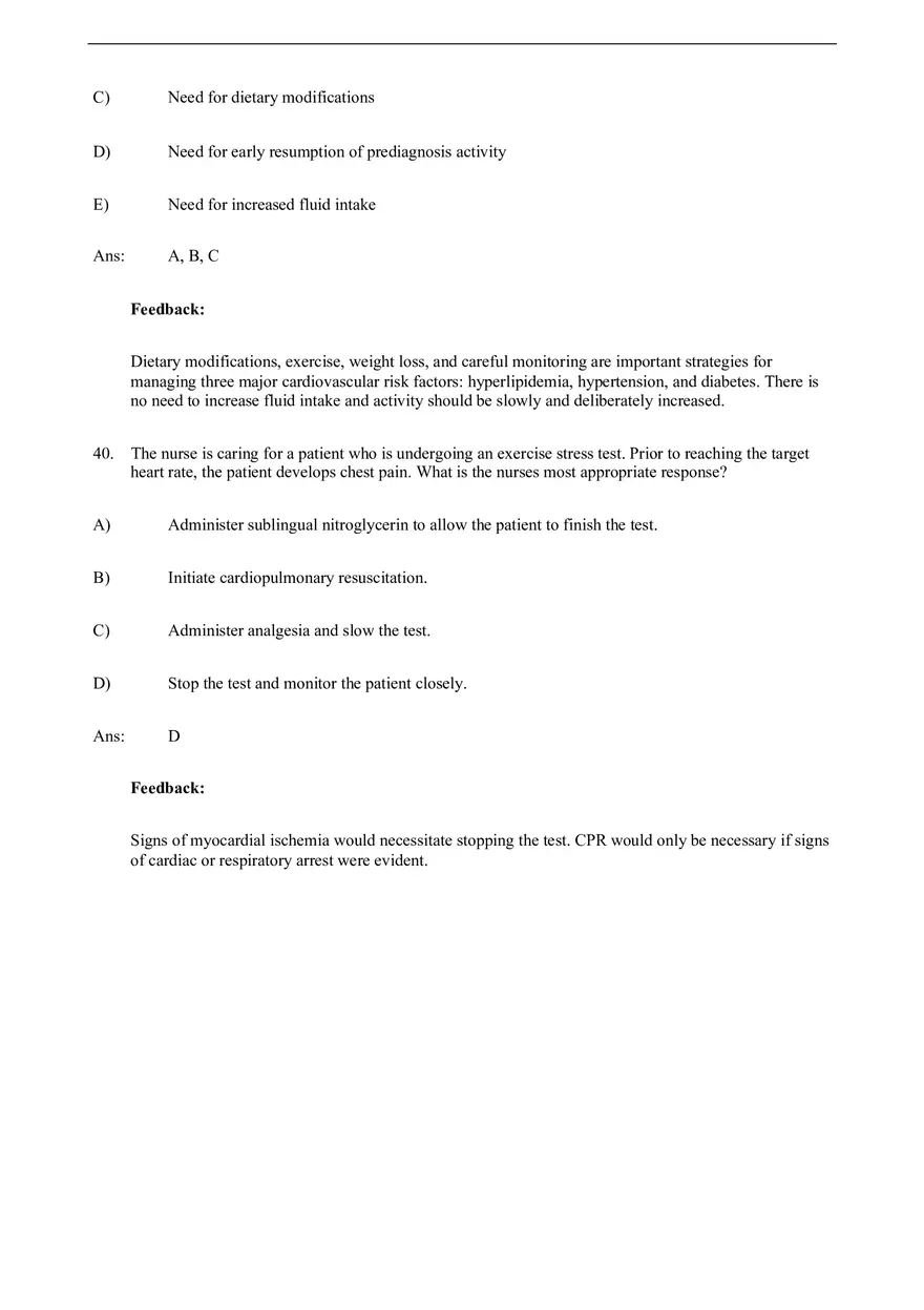 Assessment of Cardiovascular Function Test Bank - Page 10