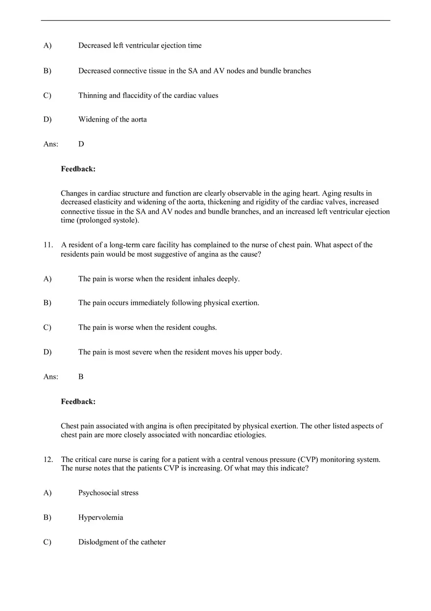 Assessment of Cardiovascular Function Test Bank - Page 13