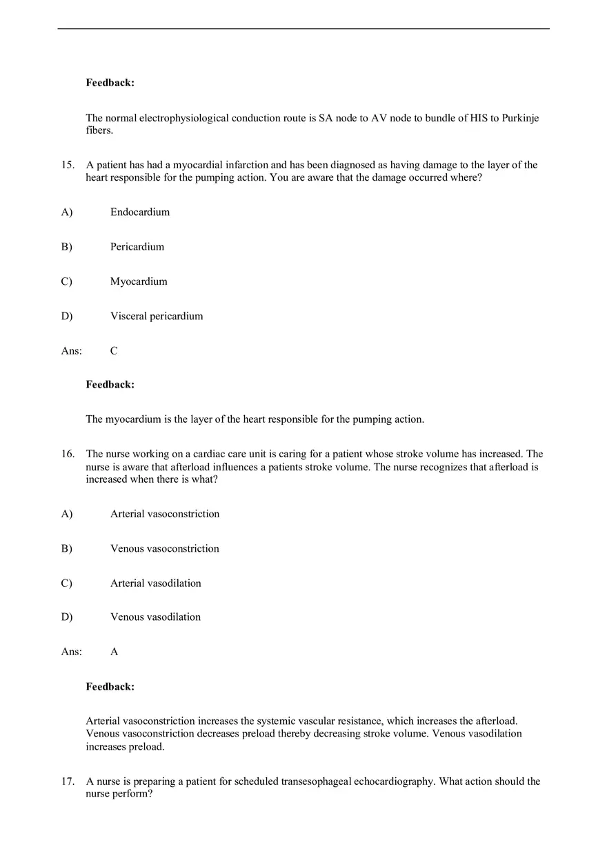 Assessment of Cardiovascular Function Test Bank - Page 15