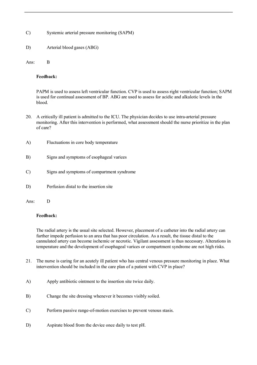 Assessment of Cardiovascular Function Test Bank - Page 17