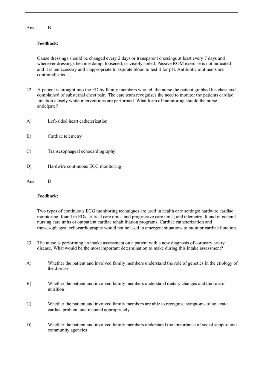 Assessment of Cardiovascular Function Test Bank - Page 18