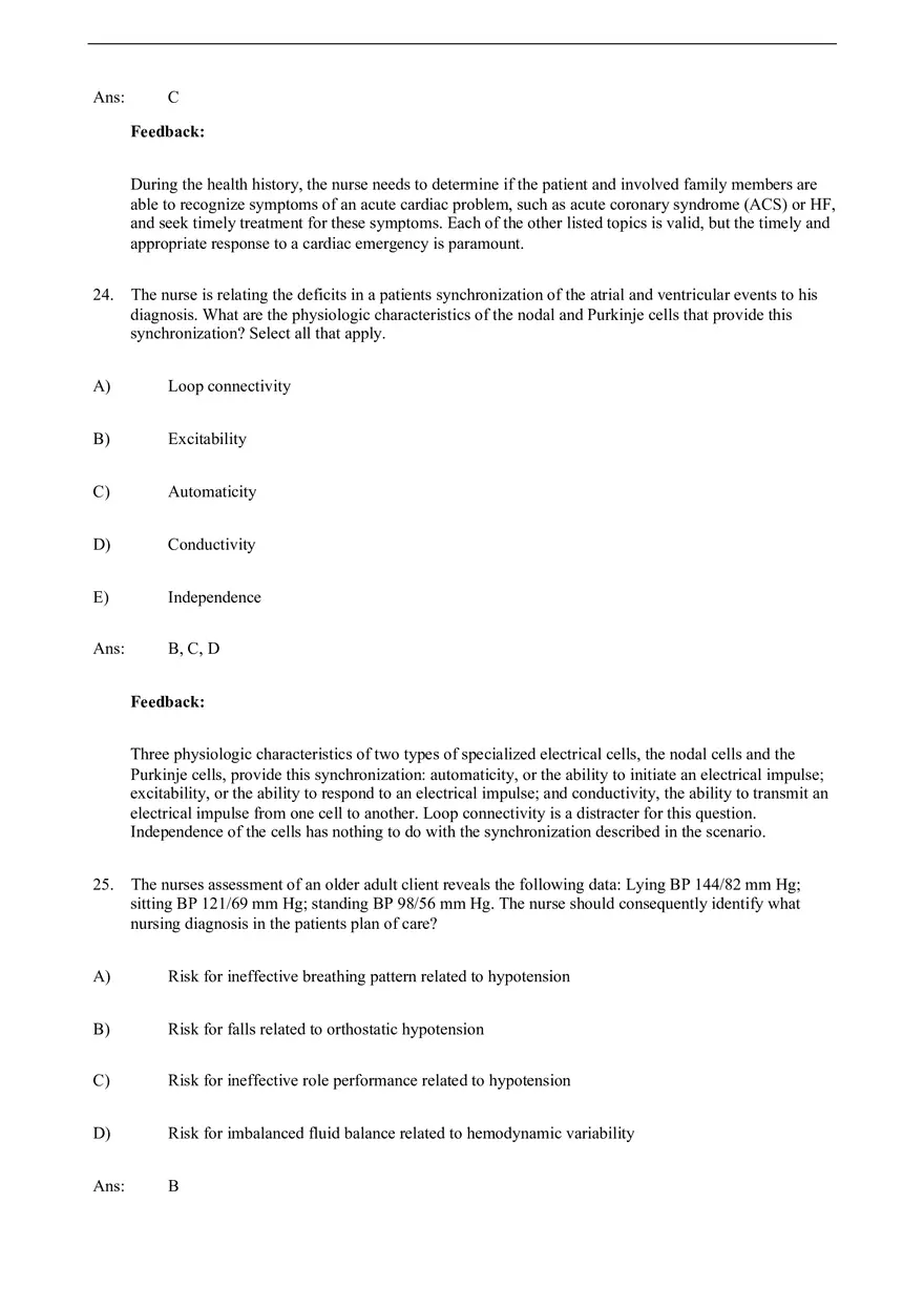 Assessment of Cardiovascular Function Test Bank - Page 3