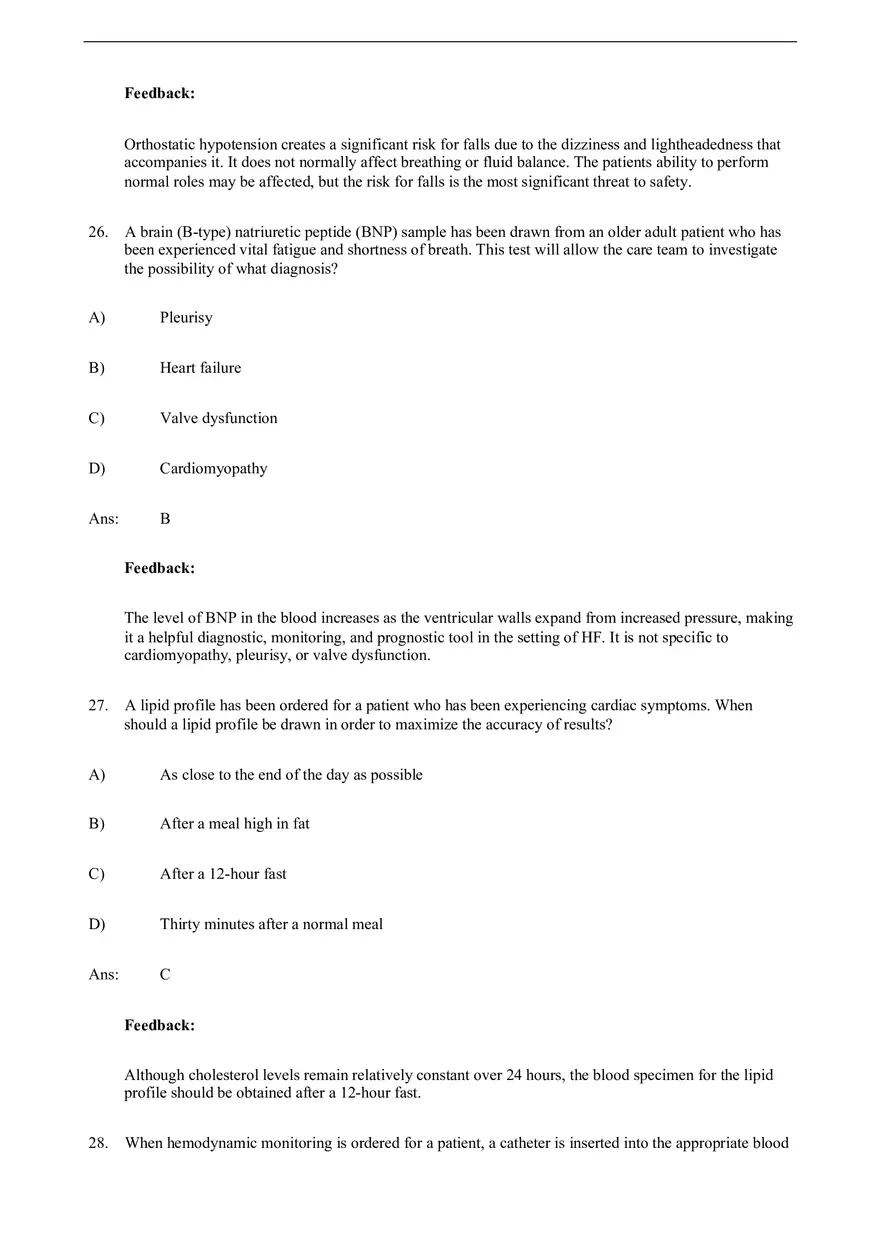 Assessment of Cardiovascular Function Test Bank - Page 4