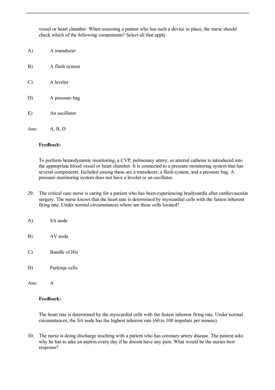 Assessment of Cardiovascular Function Test Bank - Page 5