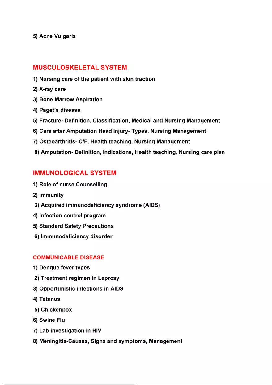 Important Topics Under Medical Surgical Nursing - Page 5