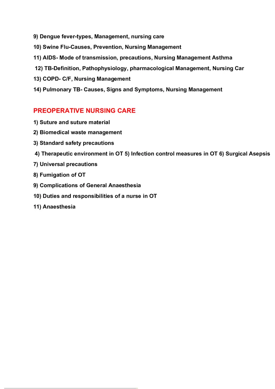 Important Topics Under Medical Surgical Nursing - Page 6