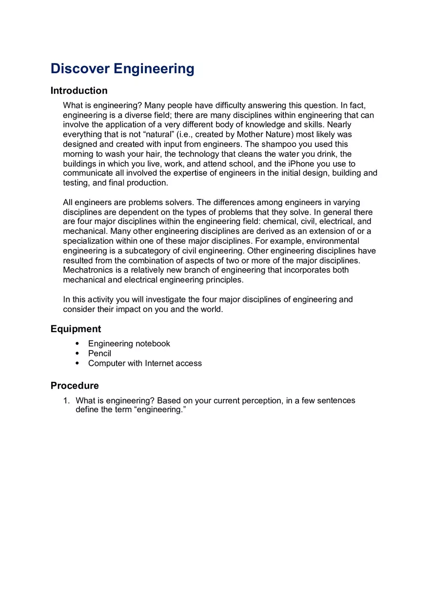 Discover Engineering Study Guide - Page 1
