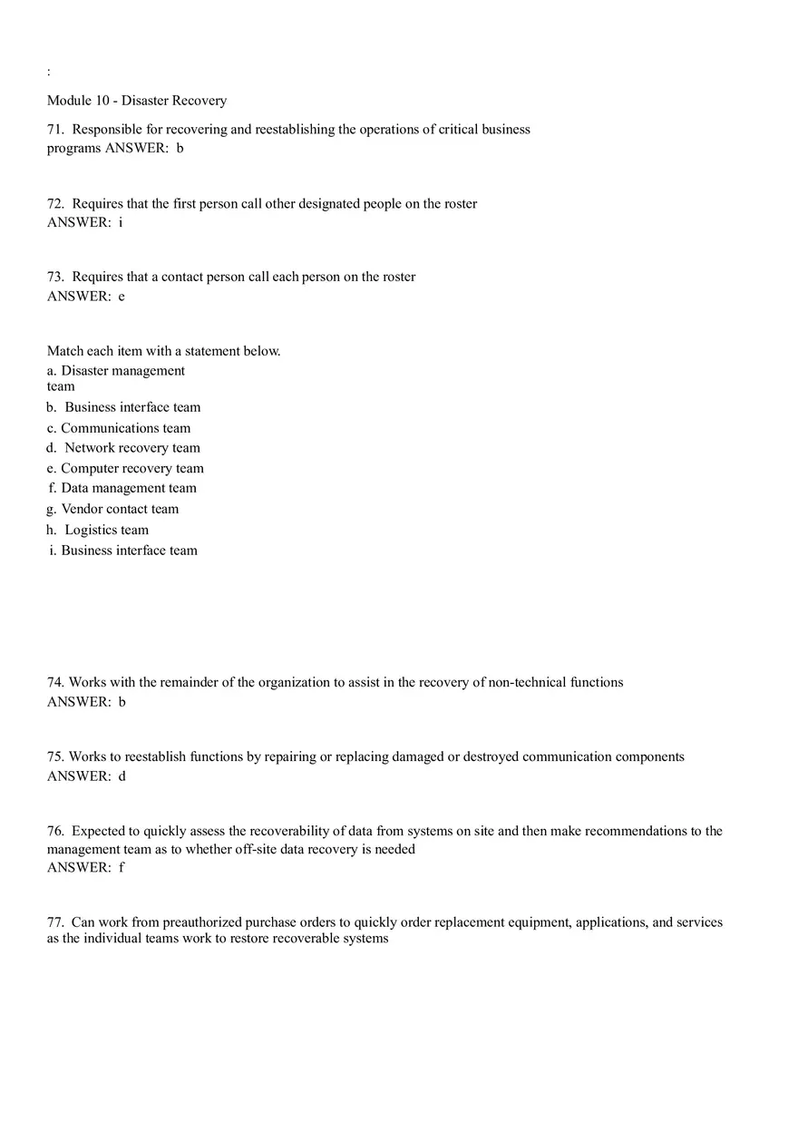 Module 10 - Disaster Recovery Answer Key Part 3 - Page 7